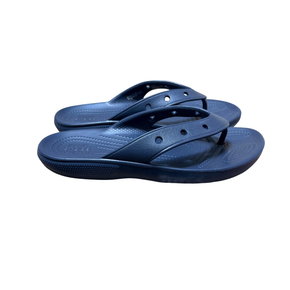 Crocs Classic II Flip Navy Blue Mens 6 Womens 8 Foam Lightweight Sandals